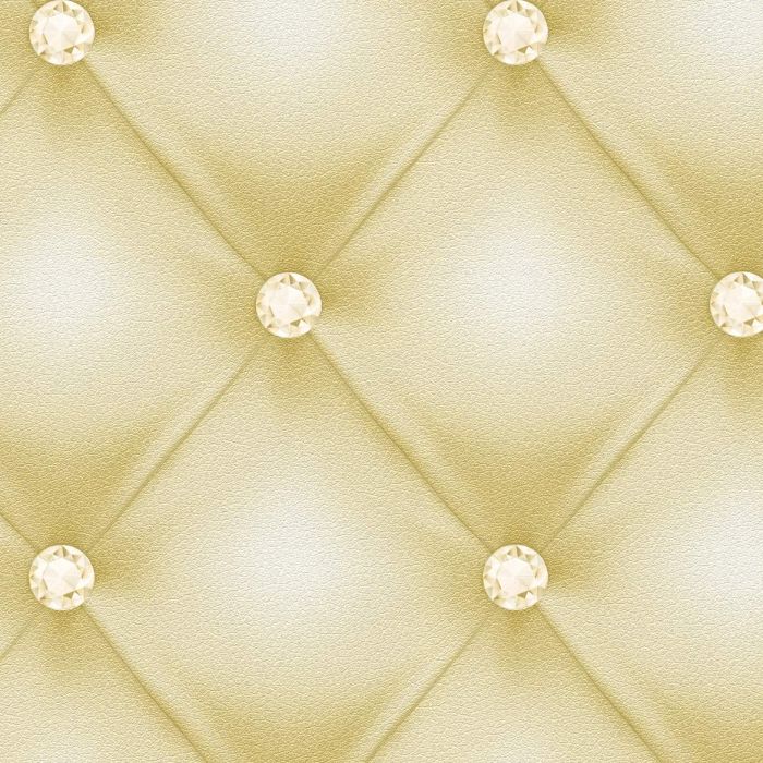 Gecapitonneerd behang met edelstenen - Groen Metallic Wit - AS Creation