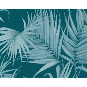 A.S. Création Michalsky Palmblaad Behang - Botanisch Blauw Groen